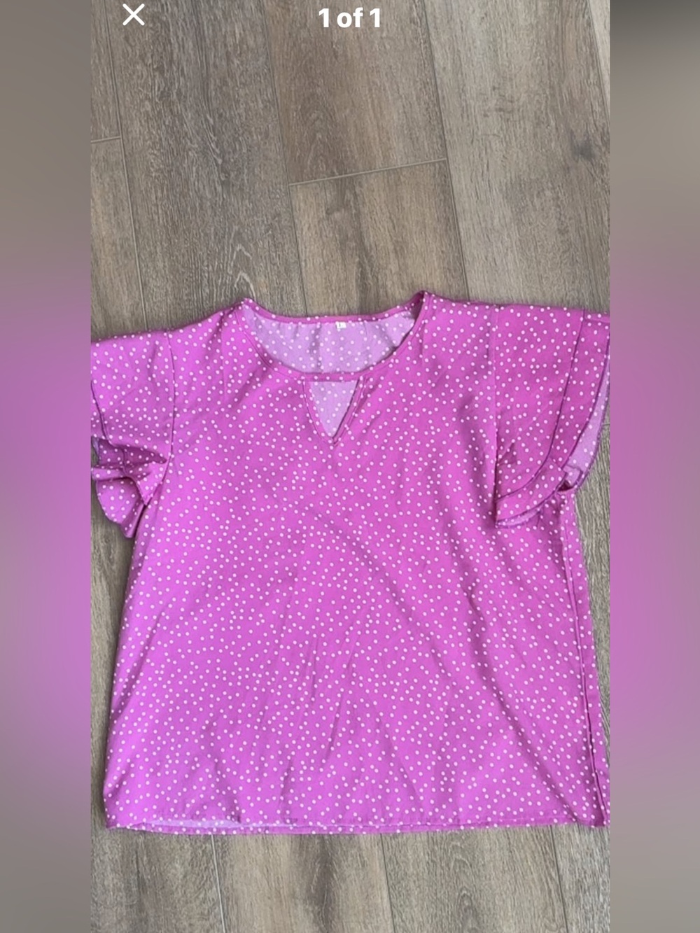 Bright Pink Polka Dot Flutter Sleeve Blouse